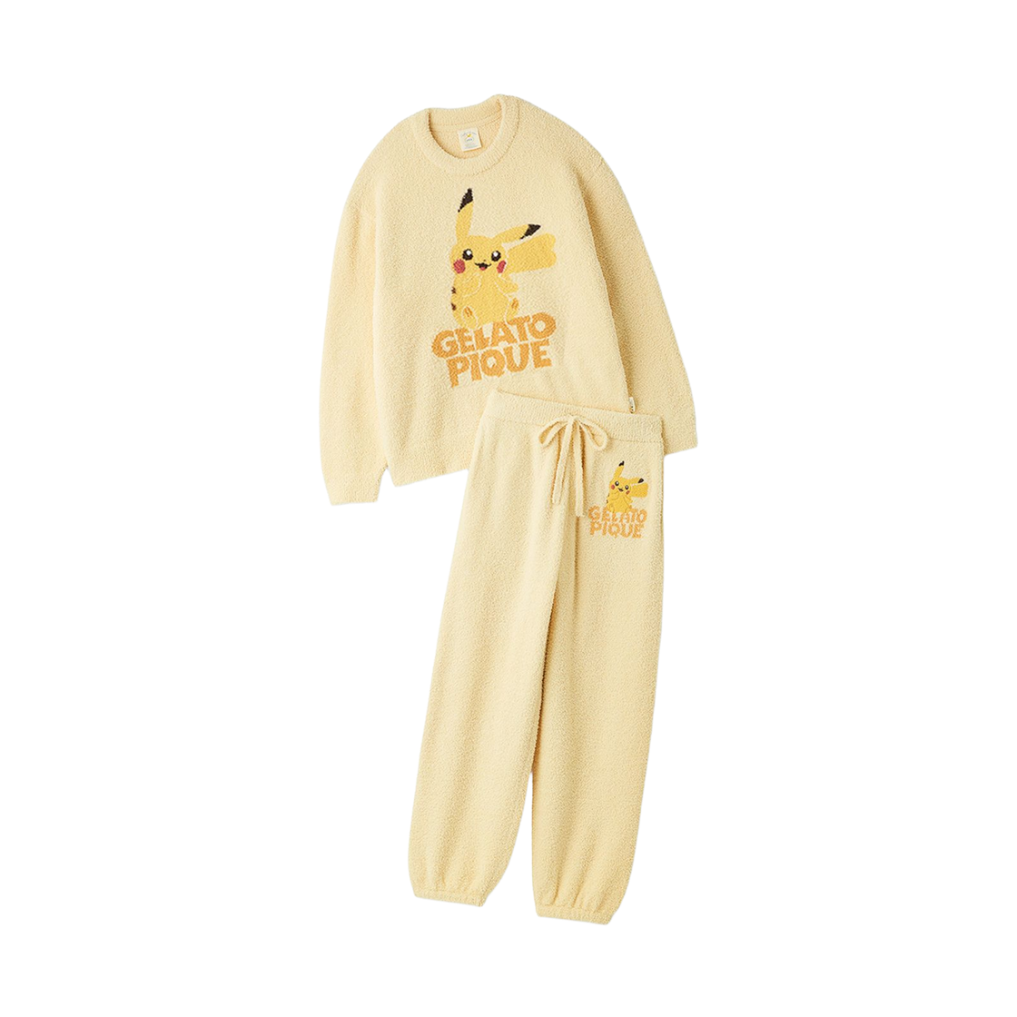 포켓몬 x 젤라또 피케 베이비 모코 자카드 풀오버 롱 팬츠 세트 옐로우(Pokemon x Gelato Pique Baby Moco Jacquard Pullover Long Pants Set Yellow) - 1