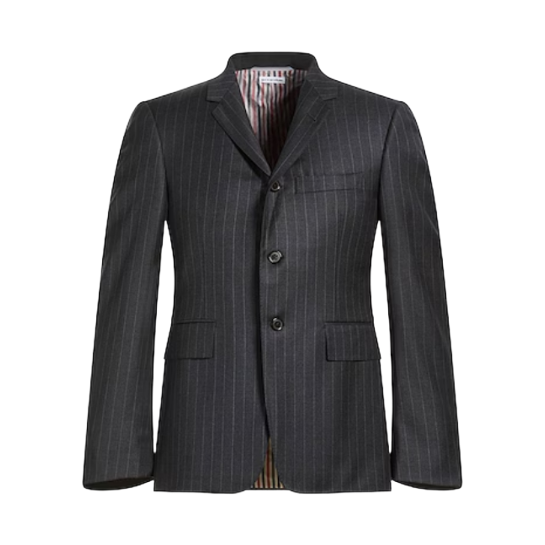 MJC328A-07482-025 Thom Browne Pinstripe Wool Suit Jacket Charcoal