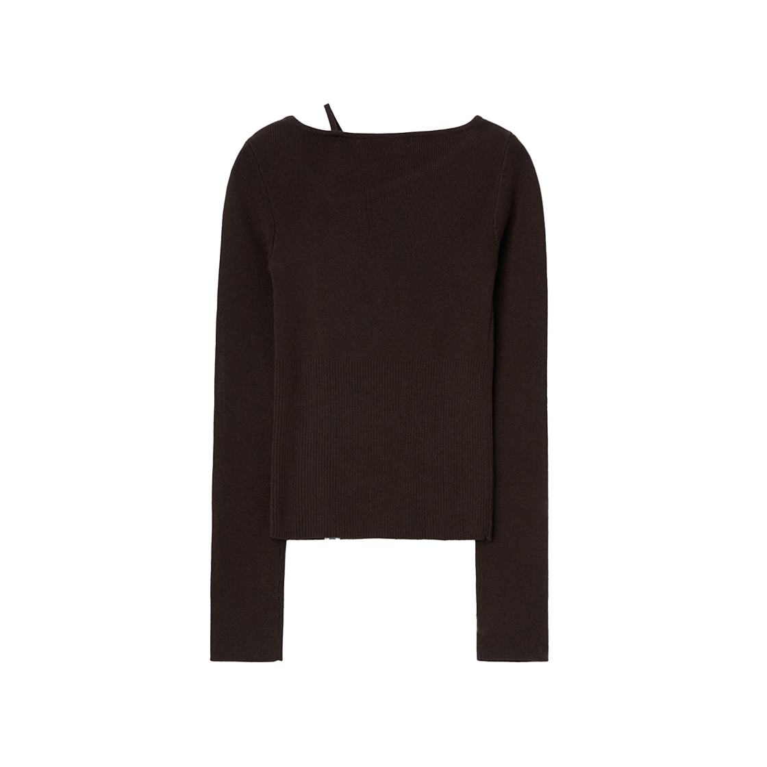시메트릭 퍼센트 언발란스 넥라인 니트 탑 브라운(symmetric percent Unbalanced Neckline Knit Top Brown) - 2