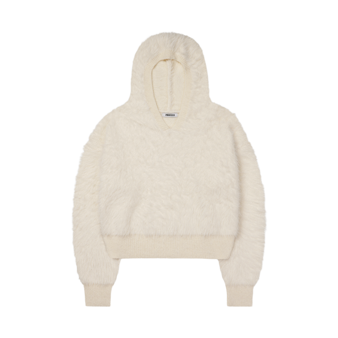 26FWWKN03IV PHOS333 W Crop Hairy Hoodie Ivory