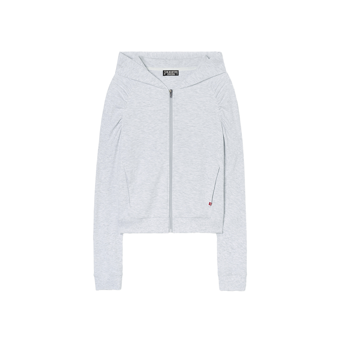 SW2F2JP02MG symmetric percent Shirring Zip-up Hoodie Melange Grey