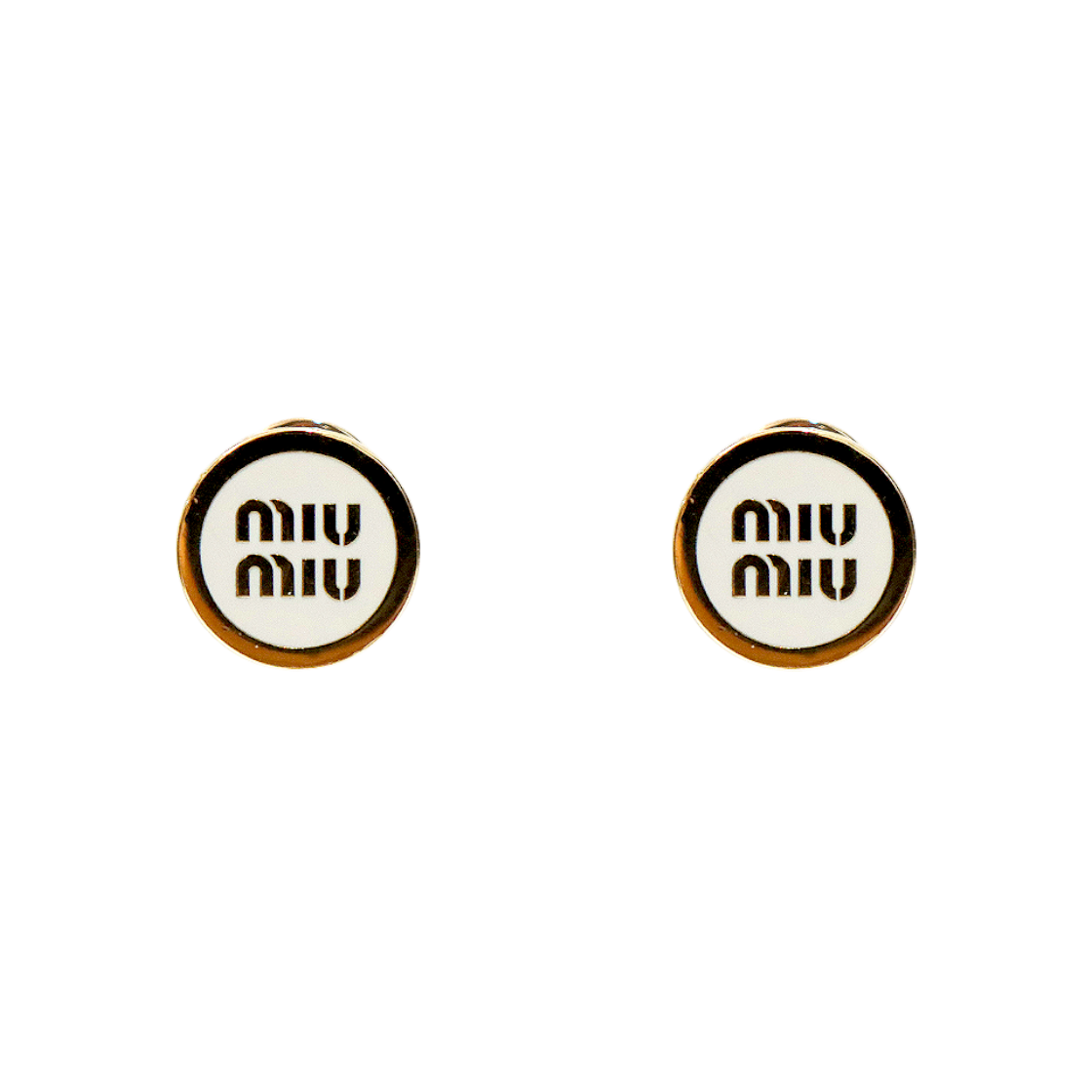 ITDBEPJKVAFS Miu Miu White Round Gold Earrings