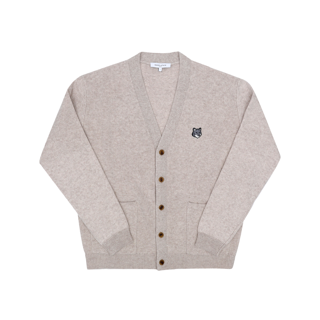 PM00510KT1180 0335 [20% 쿠폰] Maison Kitsune Fox Head Milano Lambswool Cardigan Tan Beige