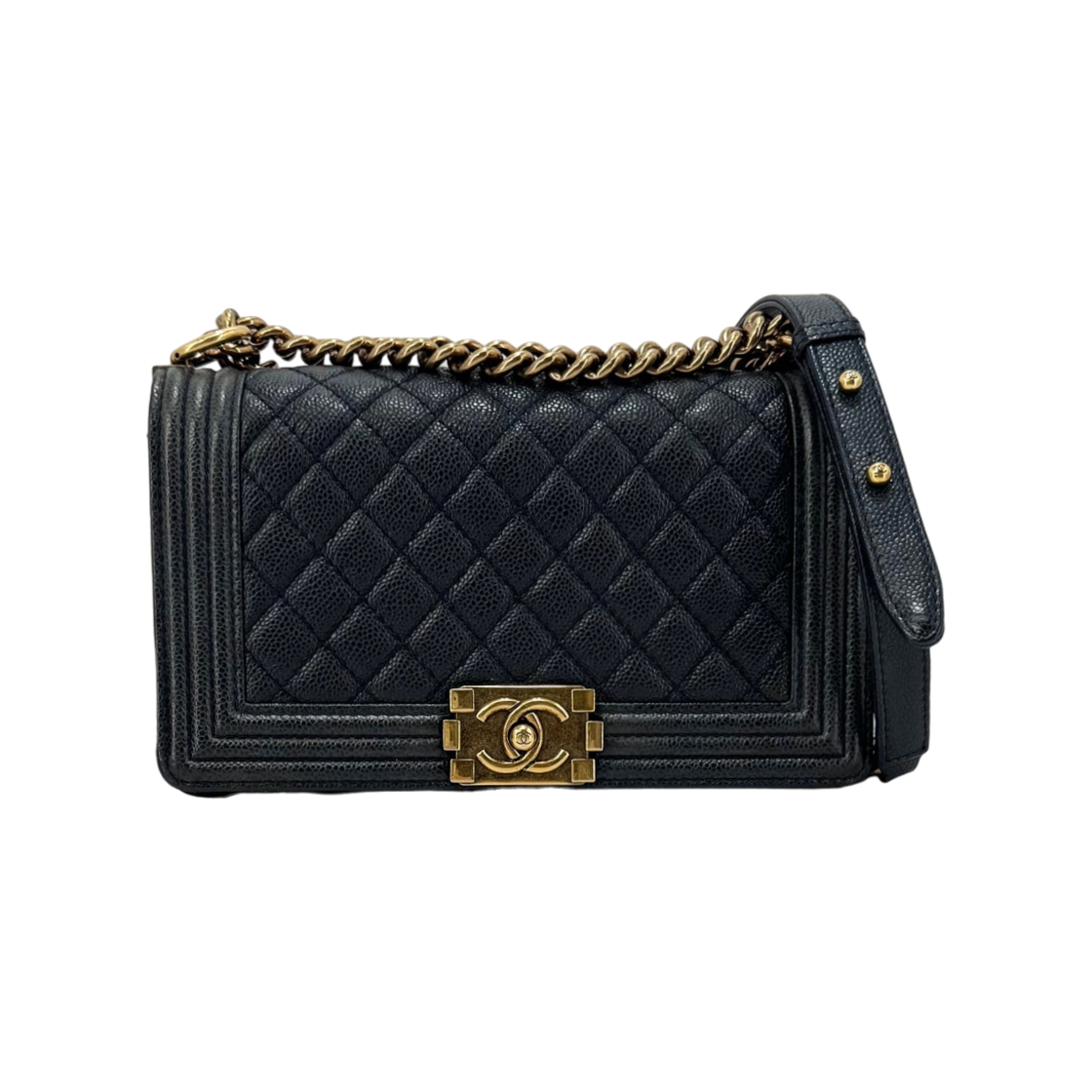 ITOG6GJQ7EB5 Chanel Boy Caviar Medium Chain Shoulder Bag