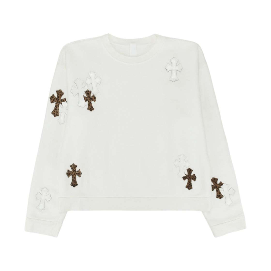 - Chrome Hearts White & Leopard Cross Patch Sweatshirt White
