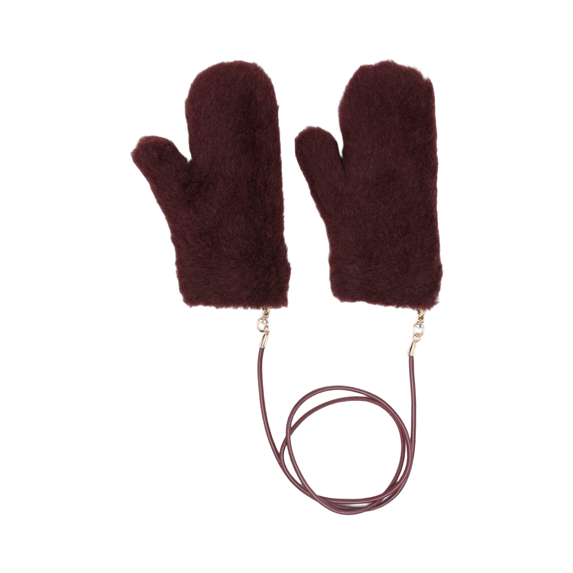 (W) 막스마라 옴브라토 시어링 울 실크 스트랩 글러브 버건디((W) Max Mara Ombrato Shearling Wool Silk Strap Gloves Burgundy) - 1