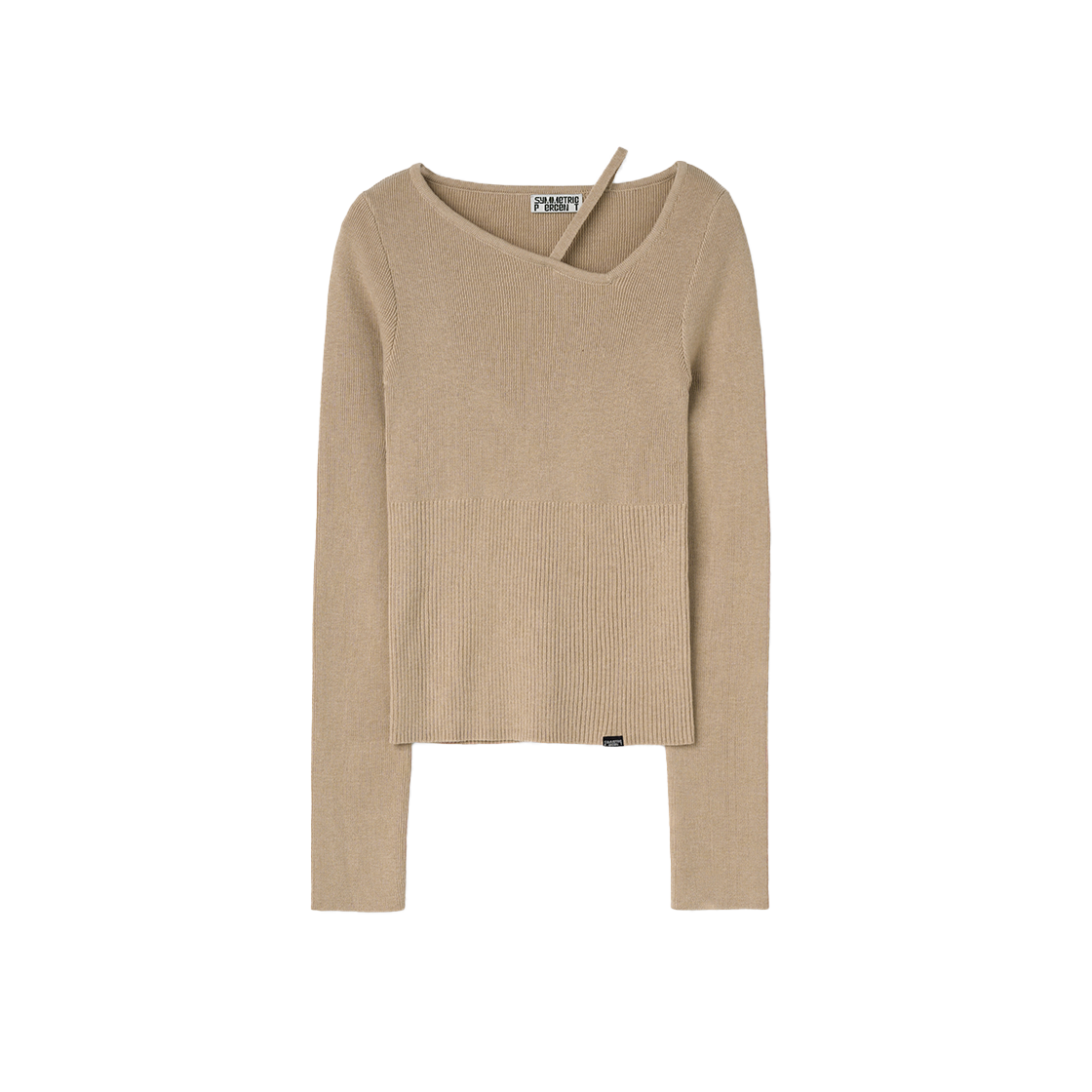 SW2E4KT01BE symmetric percent Unbalanced Neckline Knit Top Beige