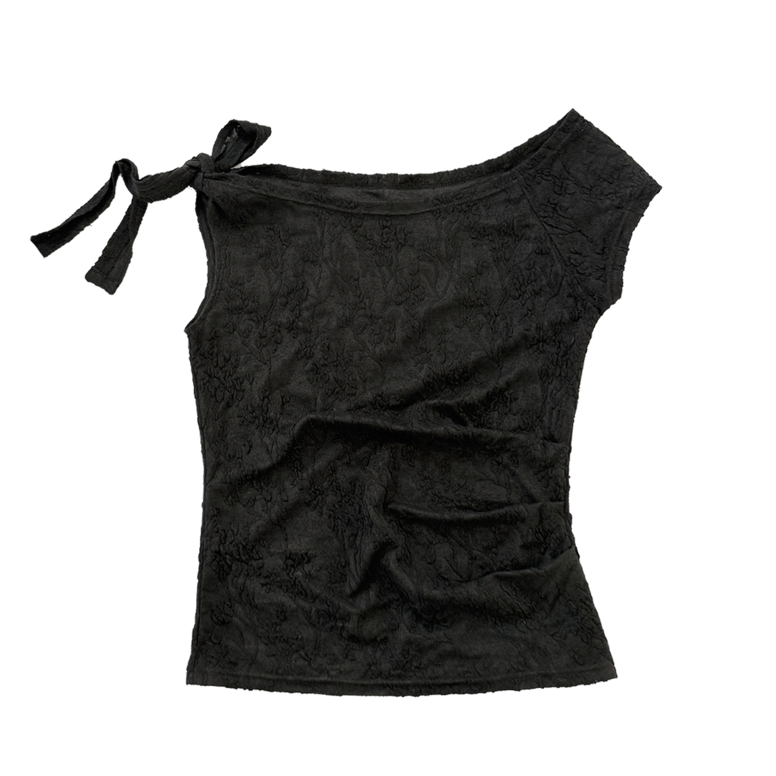 루바티 아멜리아 리본 오프 숄더 슬리브리스 티셔츠 블랙(Rubati Amelia Ribbon Off Shoulder Sleeveless Top Black)