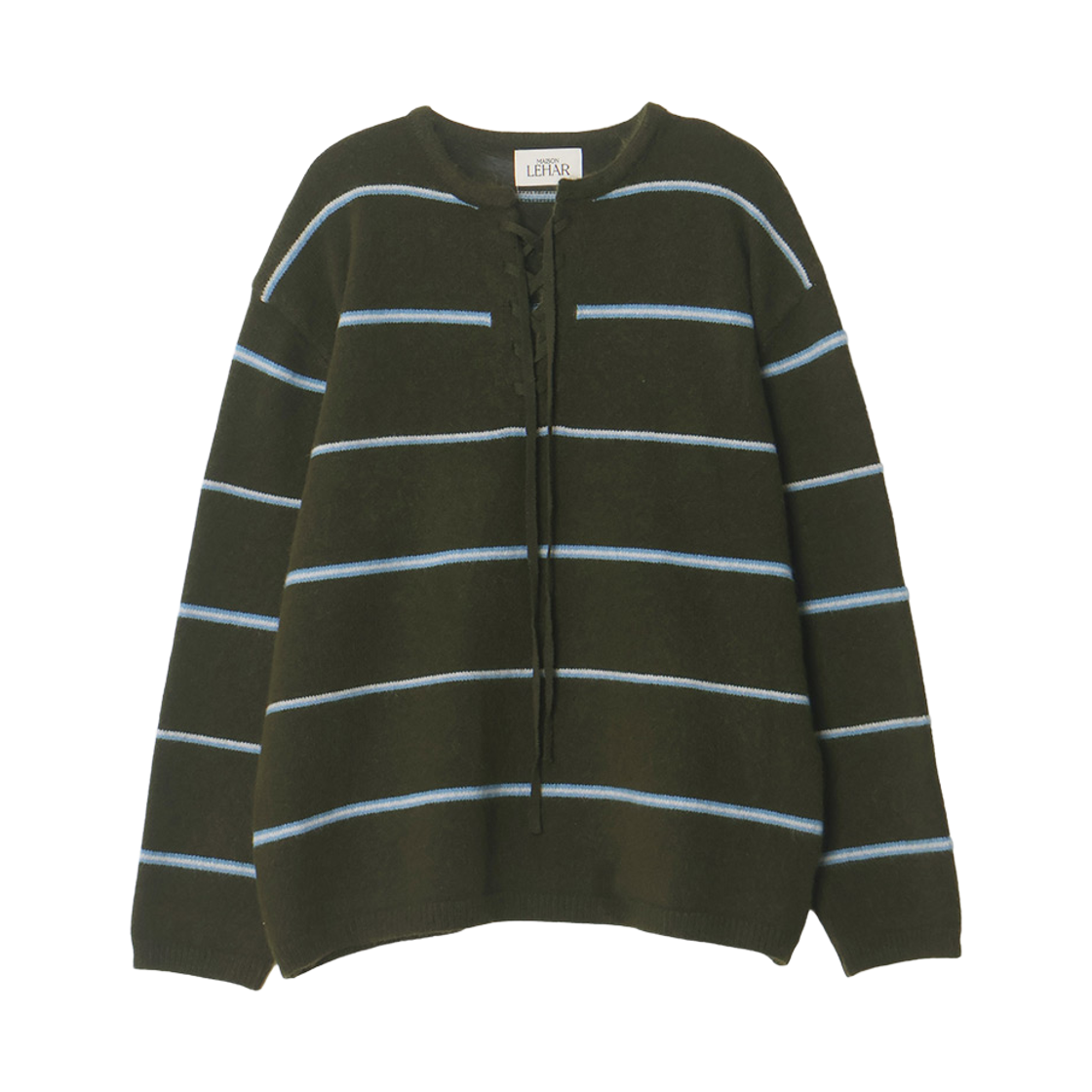 메종르하르 브리즈 레이스업 스트라이프 니트 2color(maisonlehar Breeze Lace-up Stripe Knit 2color) - 2