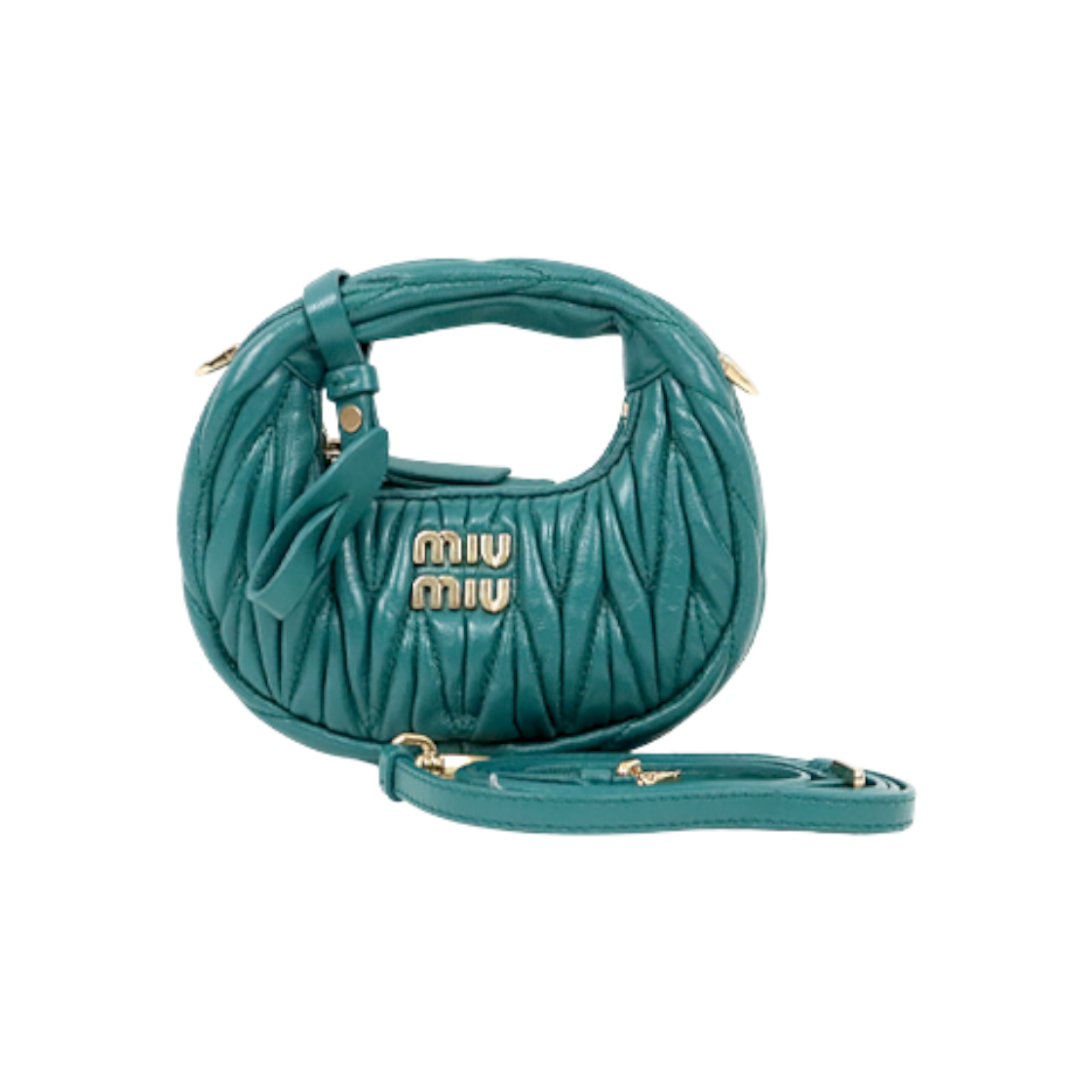 ITTI23ADDIBP Miu Miu Green Matelasse Micro Wander Bag