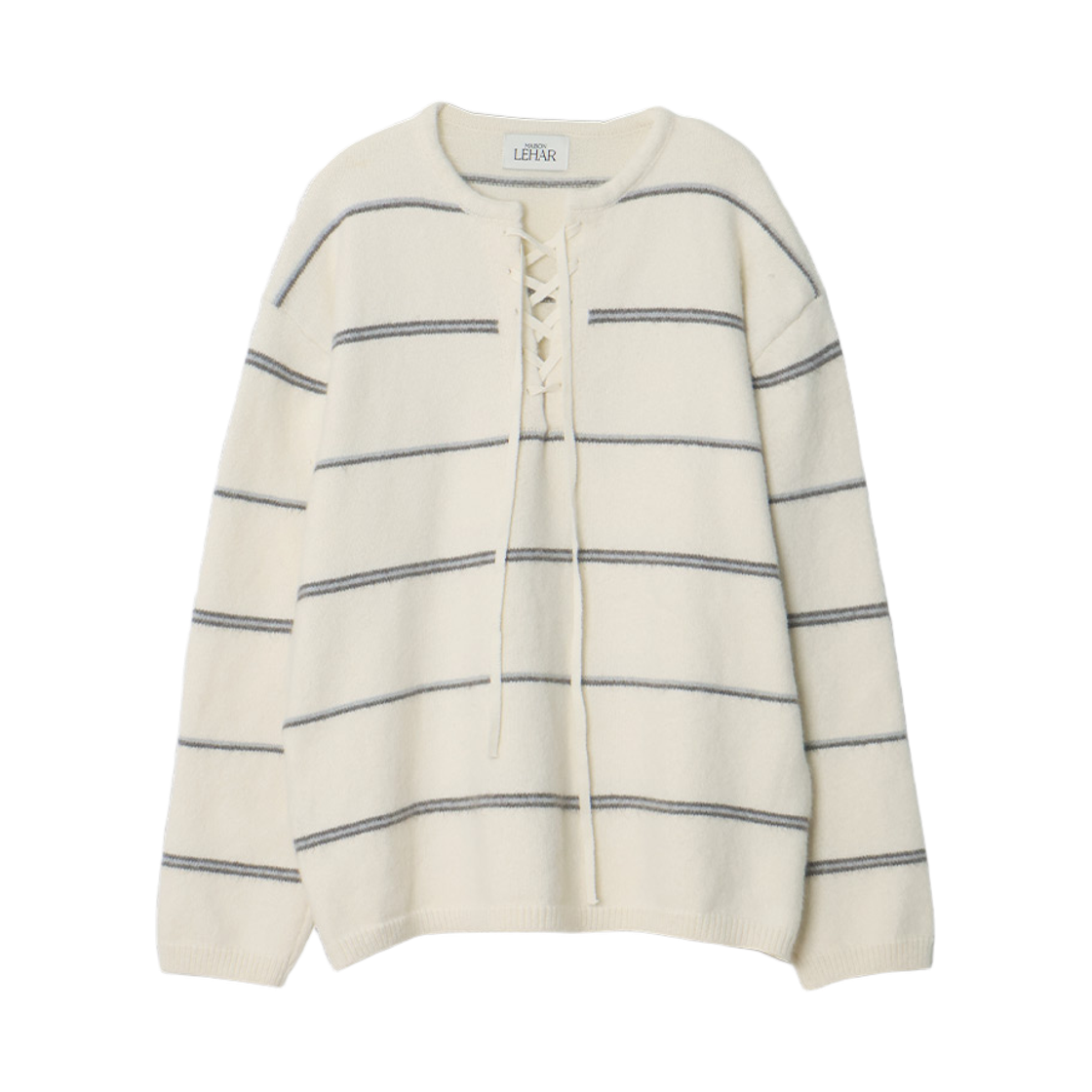 P0000TTH maisonlehar Breeze Lace-up Stripe Knit 2color