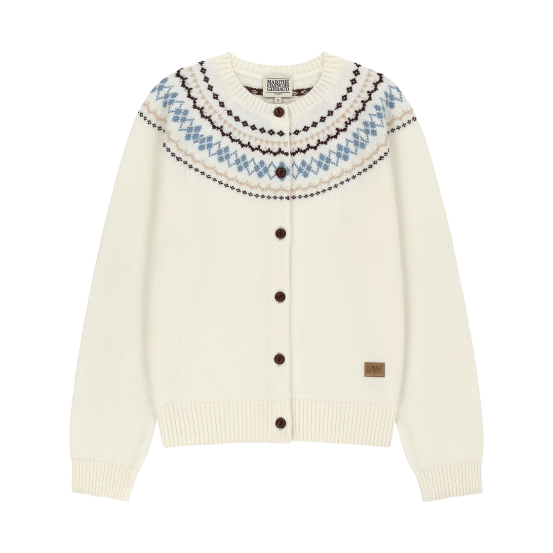 (W) 마리떼 프랑소와 저버 스몰 클래식 로고 노르딕 가디건 셋업 아이보리((W) Marithe Francois Girbaud Small Classic Logo Nordic Cardigan Set Up Ivory)