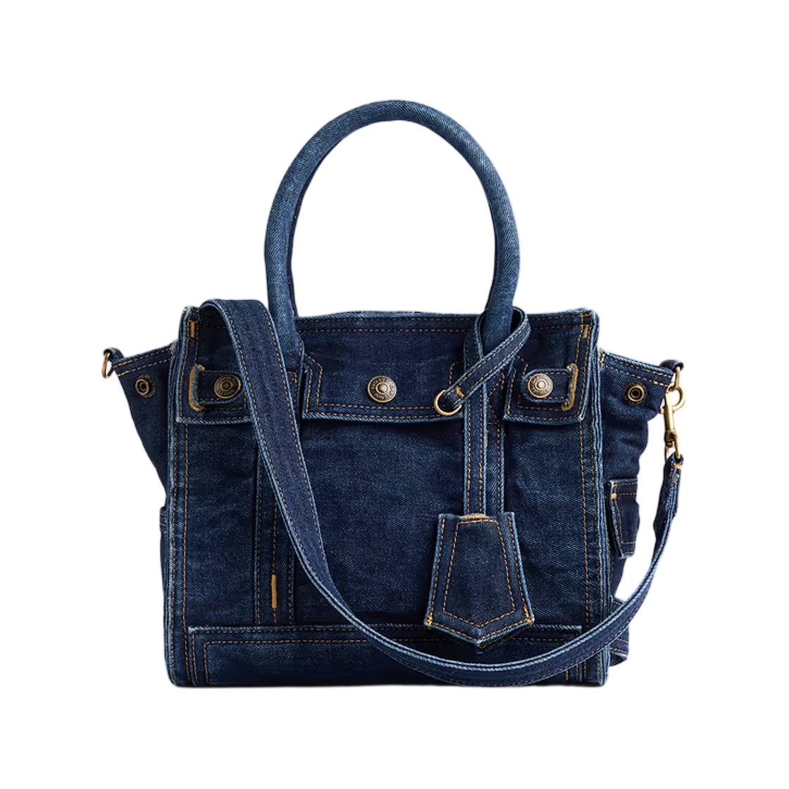 갭 스몰 데님 파이브 포켓 토트 다크 워시(Gap Small Denim Five Pocket Tote Dark Wash)