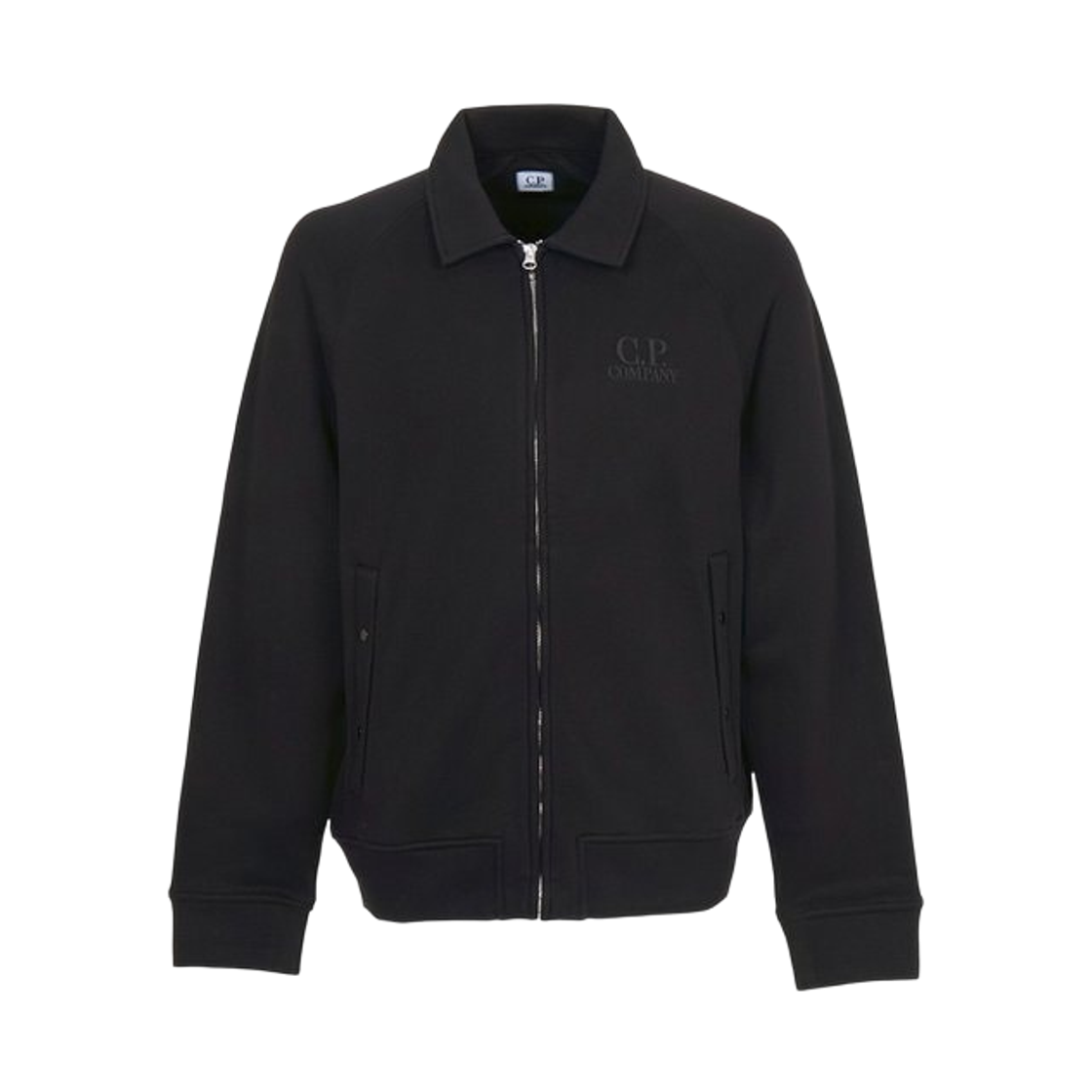 21CMSS027A005086W999 C.P. Company Diagonal Raised Fleece Polo Zip Sweatshirt Black - 26FW