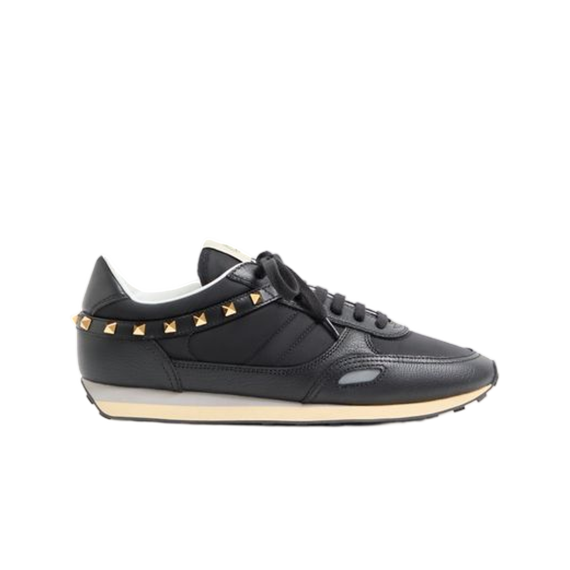 YS0O23ZDLG51 Valentino Stud Up Trainer in Leather and Nylon Black