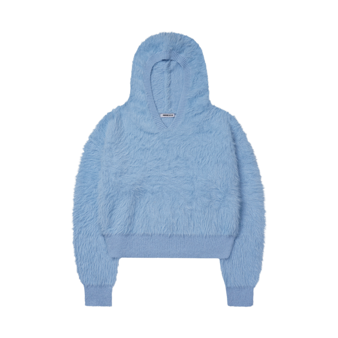26FWWKN03BL PHOS333 W Crop Hairy Hoodie Sky Blue