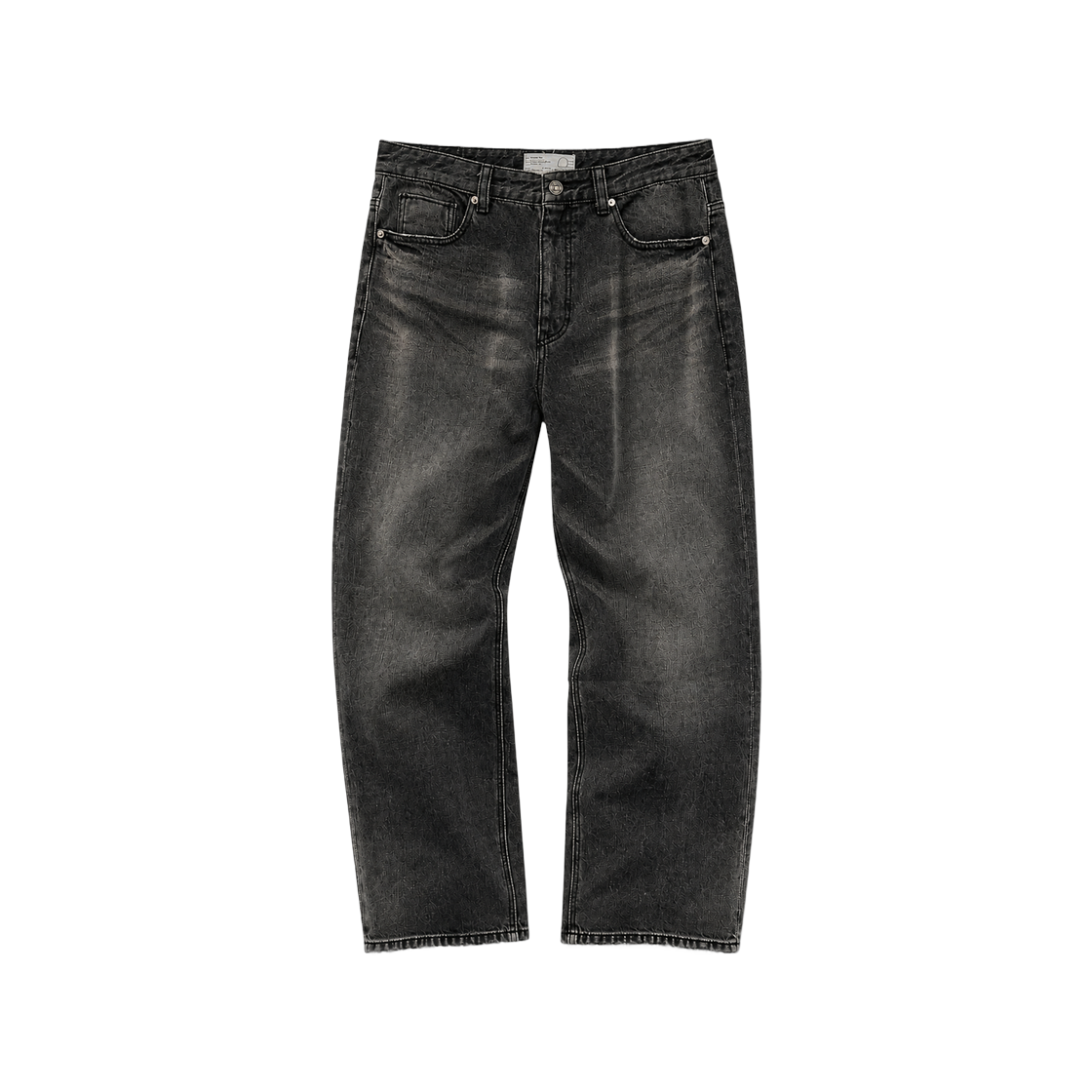 NCH26A-DB02WBK CHOWOO Loose Straight Brushed Faded Denim Pants Washed Black