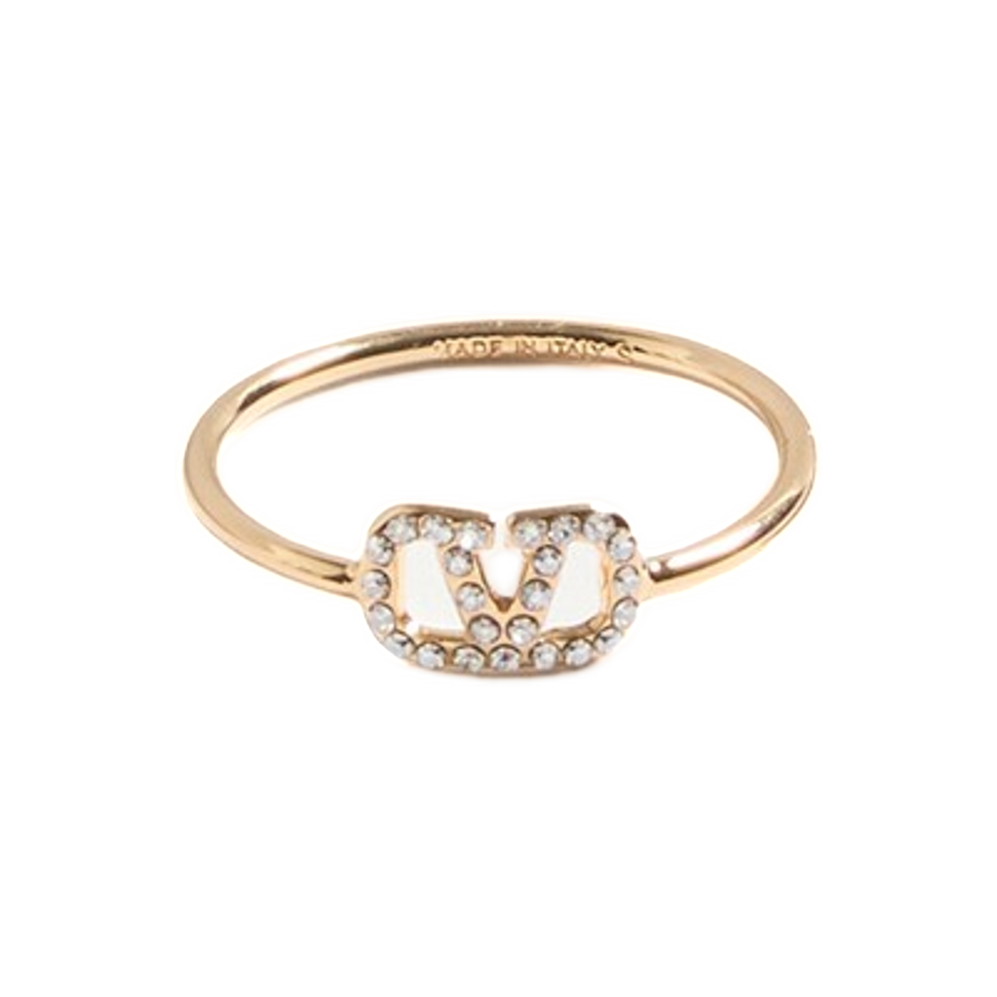 WJ0X03YCWMH5 (W) Valentino Vlogo Signature Metal and Swarovski Crystal Ring Gold