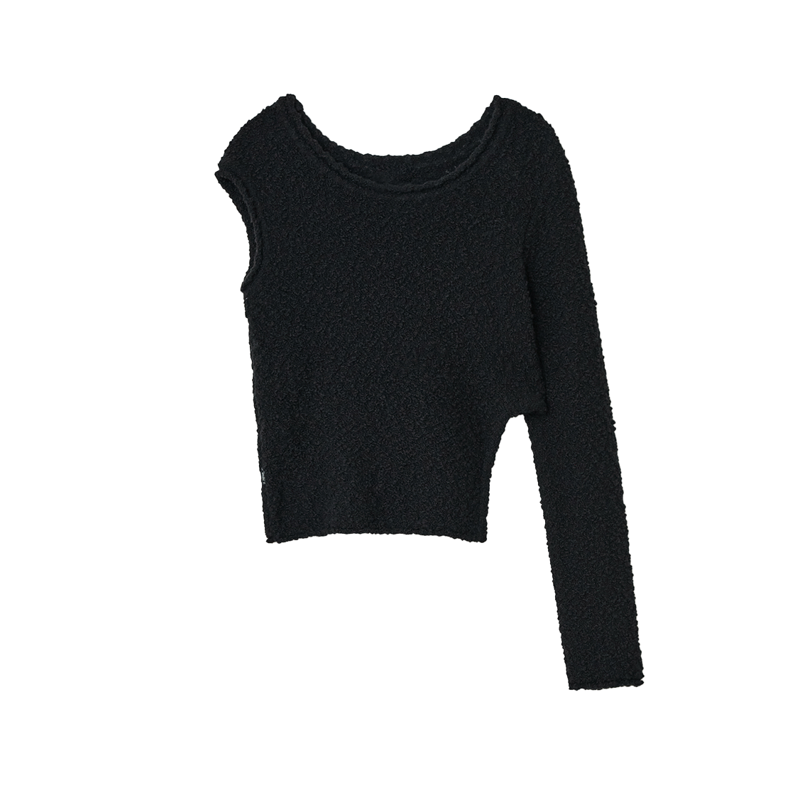 SW2E4KT05BK symmetric percent Unbalanced Boucle Knit Top Black