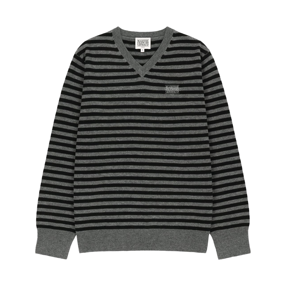 (W) 마리떼 프랑소와 저버 마이크로 클래식 로고 브이넥 니트 차콜((W) Marithe Francois Girbaud Micro Classic Logo V-Neck Knit Charcoal) - 1