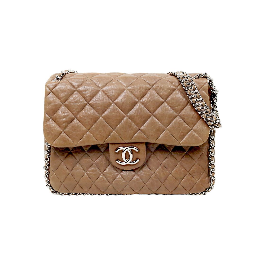 ITLTFDRQLDKJ Chanel Brown Quilted CC Around Chain Shoulder Bag