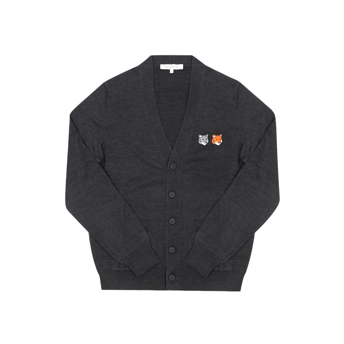 OM051CFKT1181 P190 [20% 쿠폰] Maison Kitsune Double Fox Head Regular Cardigan Anthracite