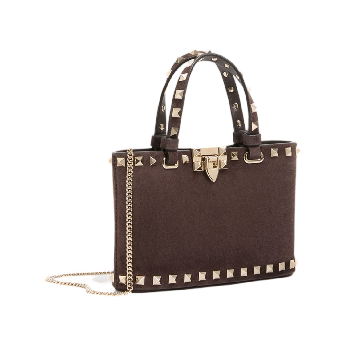 발렌티노 락스터드 미니 스웨이드 쇼핑백 에보니(Valentino Rockstud Mini Suede Shopping Bag Ebony) - 2