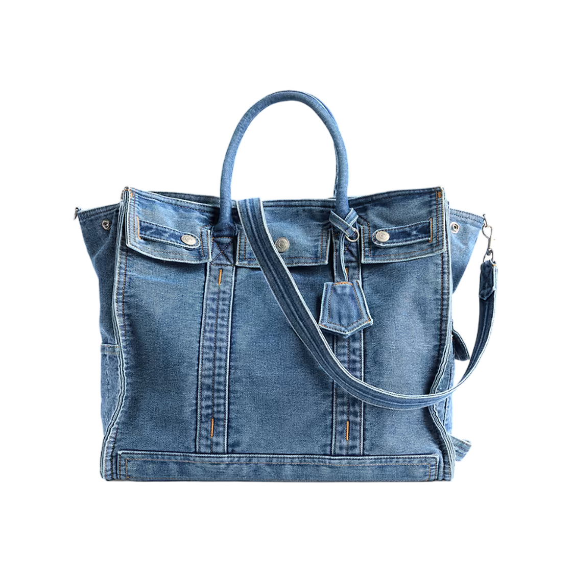 갭 라지 데님 파이브 포켓 토트 미디움 워시(Gap Large Denim Five Pocket Tote Medium Wash) - 1