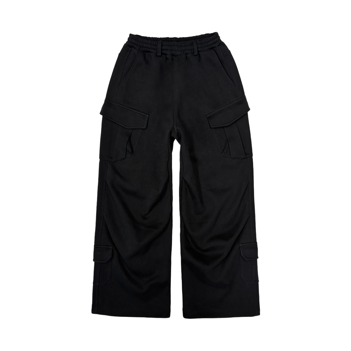 TP0079 Flavorism Wide Cargo Heavy Sweat Pants Black