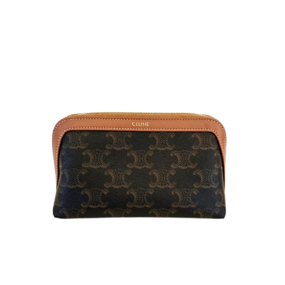 ITFC5WCA4M62 Celine Triomphe Canvas Small Cosmetic Pouch Tan