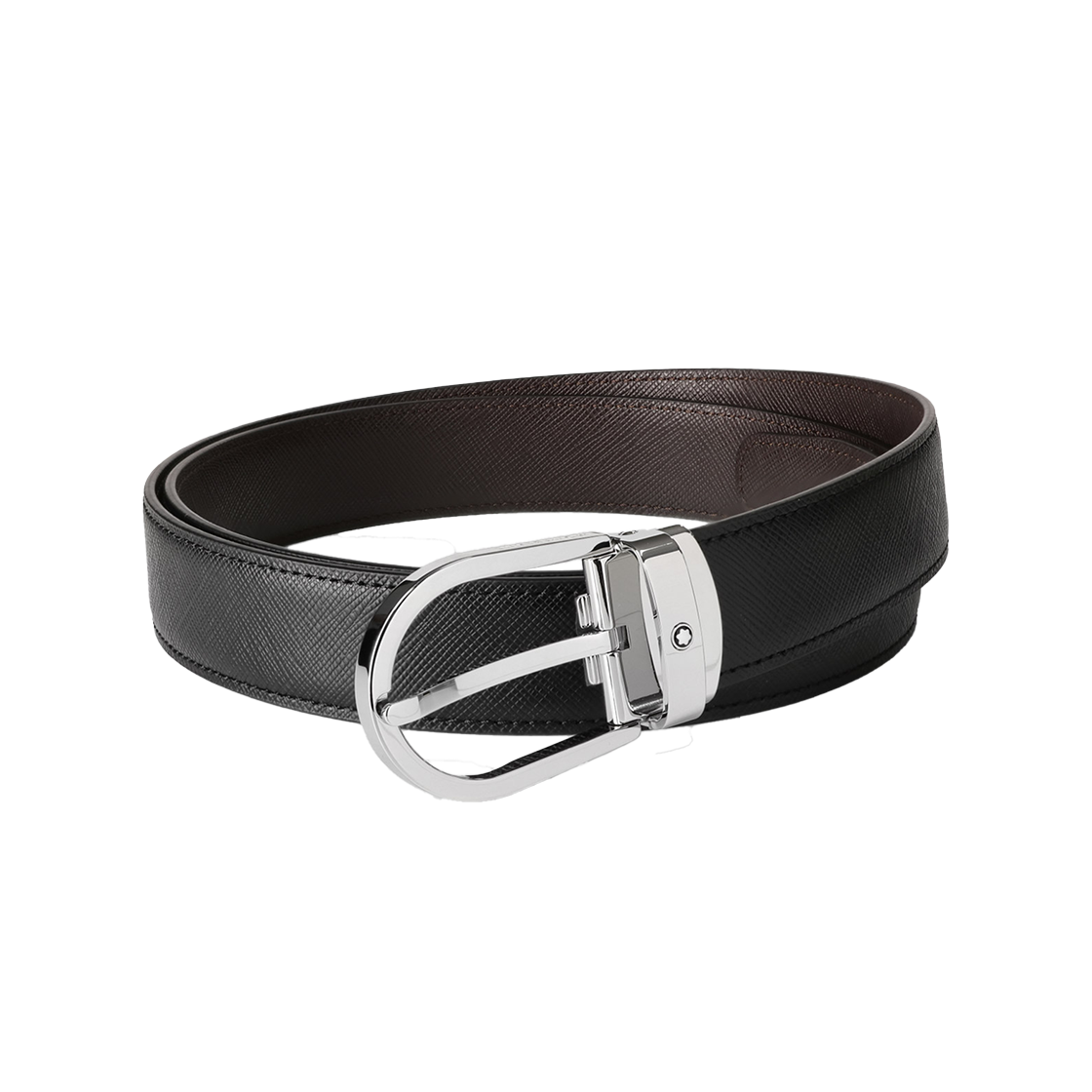 222139 [20% 쿠폰] Montblanc Horseshoe 30mm Reversible Belt In Sartorial Leather Black Ebony