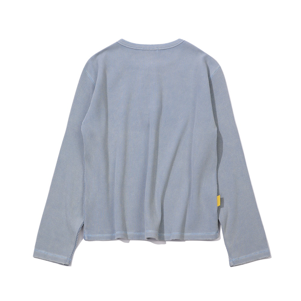 메인부스 워시드 헨리넥 티셔츠 스카이 블루(MAINBOOTH Washed Henley T-Shirt Sky Blue) - 2