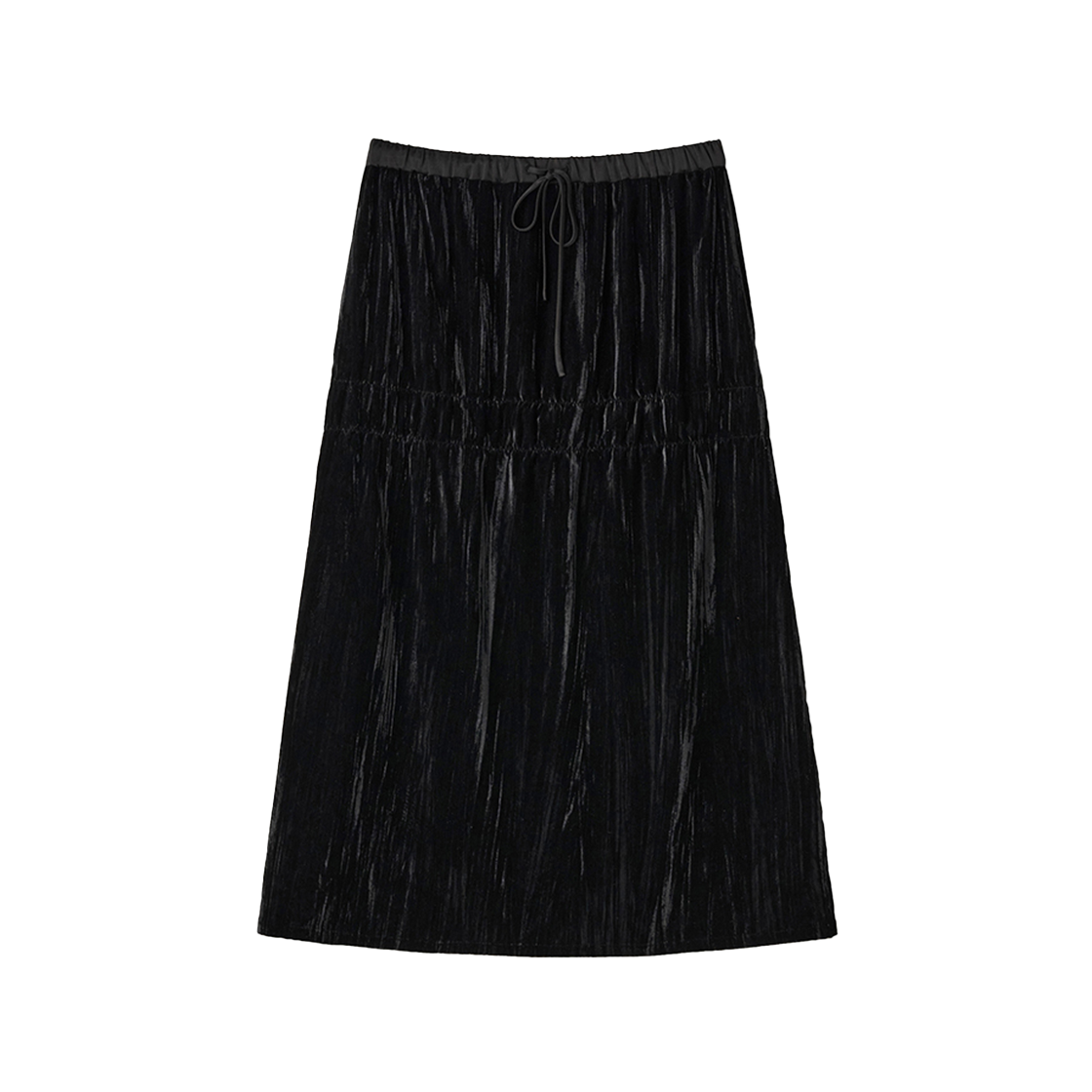 SW2E4SK05BK symmetric percent Velour Shirring Skirt Black