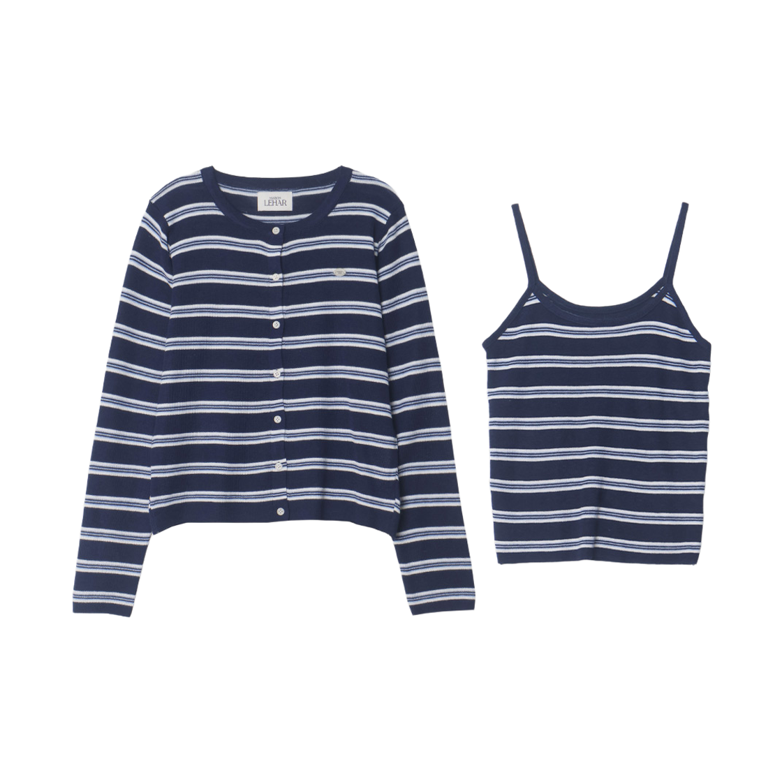 메종르하르 쿠키 스트라이프 니트 SET (가디건+슬리브리스) 2color(maisonlehar Cookie Stripe Knit Set (Cardigan+Sleeveless) 2color)