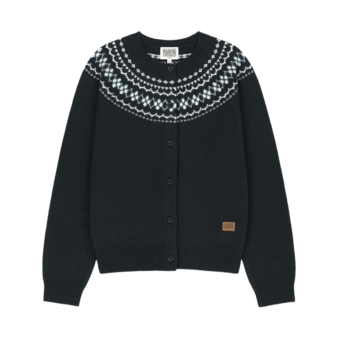 (W) 마리떼 프랑소와 저버 스몰 클래식 로고 노르딕 가디건 셋업 네이비((W) Marithe Francois Girbaud Small Classic Logo Nordic Cardigan Set Up Navy)
