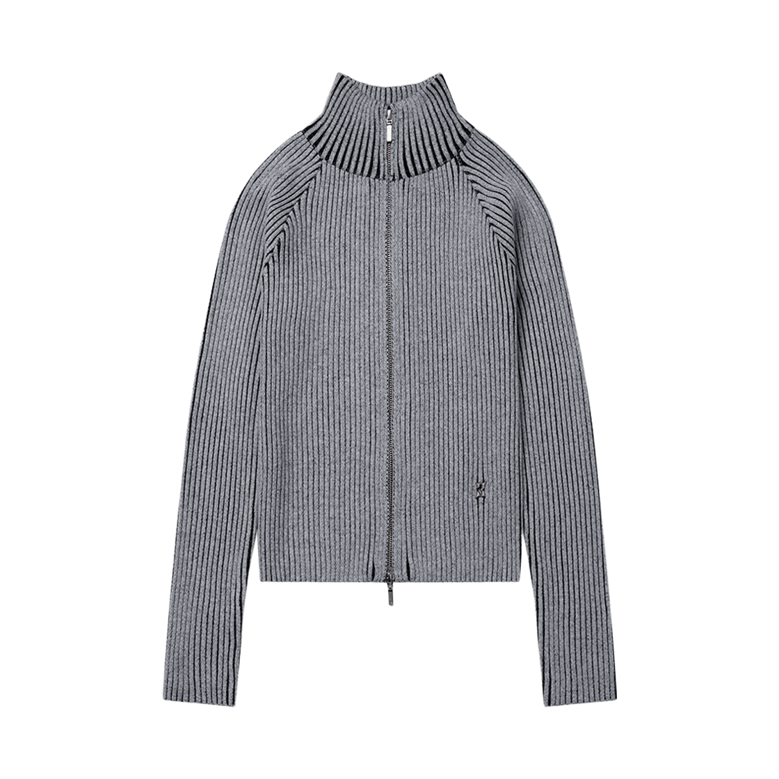 26FWWKN01GY PHOS333 W Stand Neck Knit Zip-Up Grey