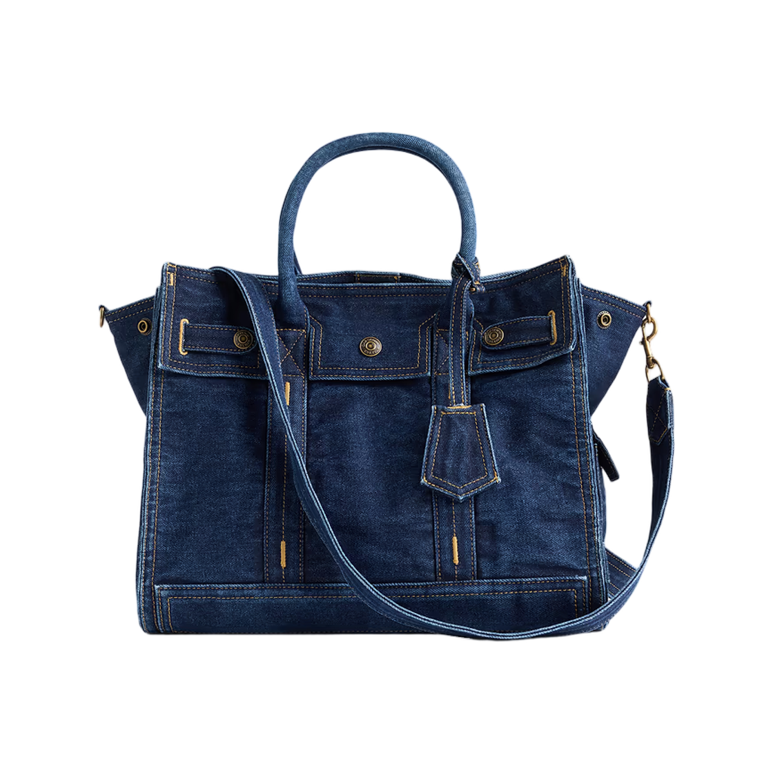 갭 데님 파이브 포켓 토트 다크 워시(Gap Denim Five Pocket Tote Dark Wash)