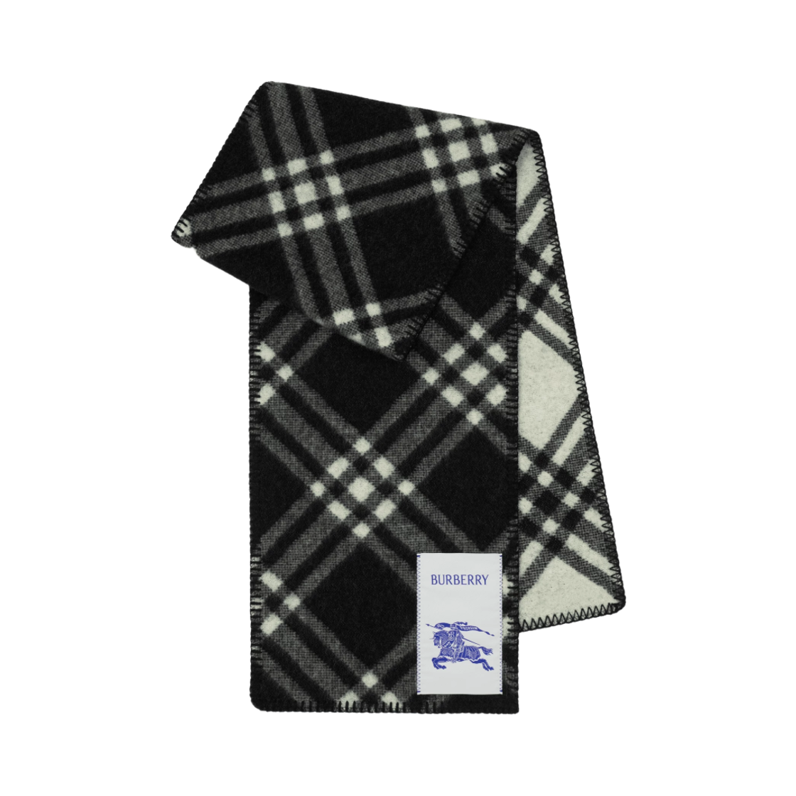 8114301 (W) Burberry Check Wool Muffler Black