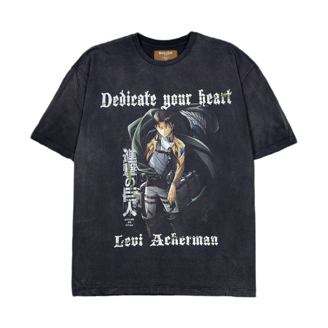 - Undermycar x Attack on Titan Levi Ackerman Vintage Washed T-Shirts Faded Black
