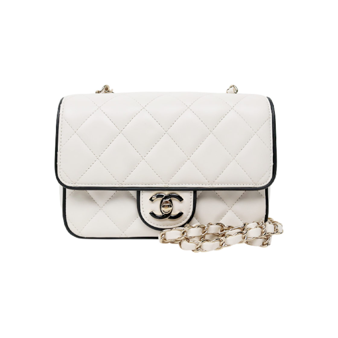 ITFCQKB4PS4U Chanel White Quilted CC Chain Shoulder Bag