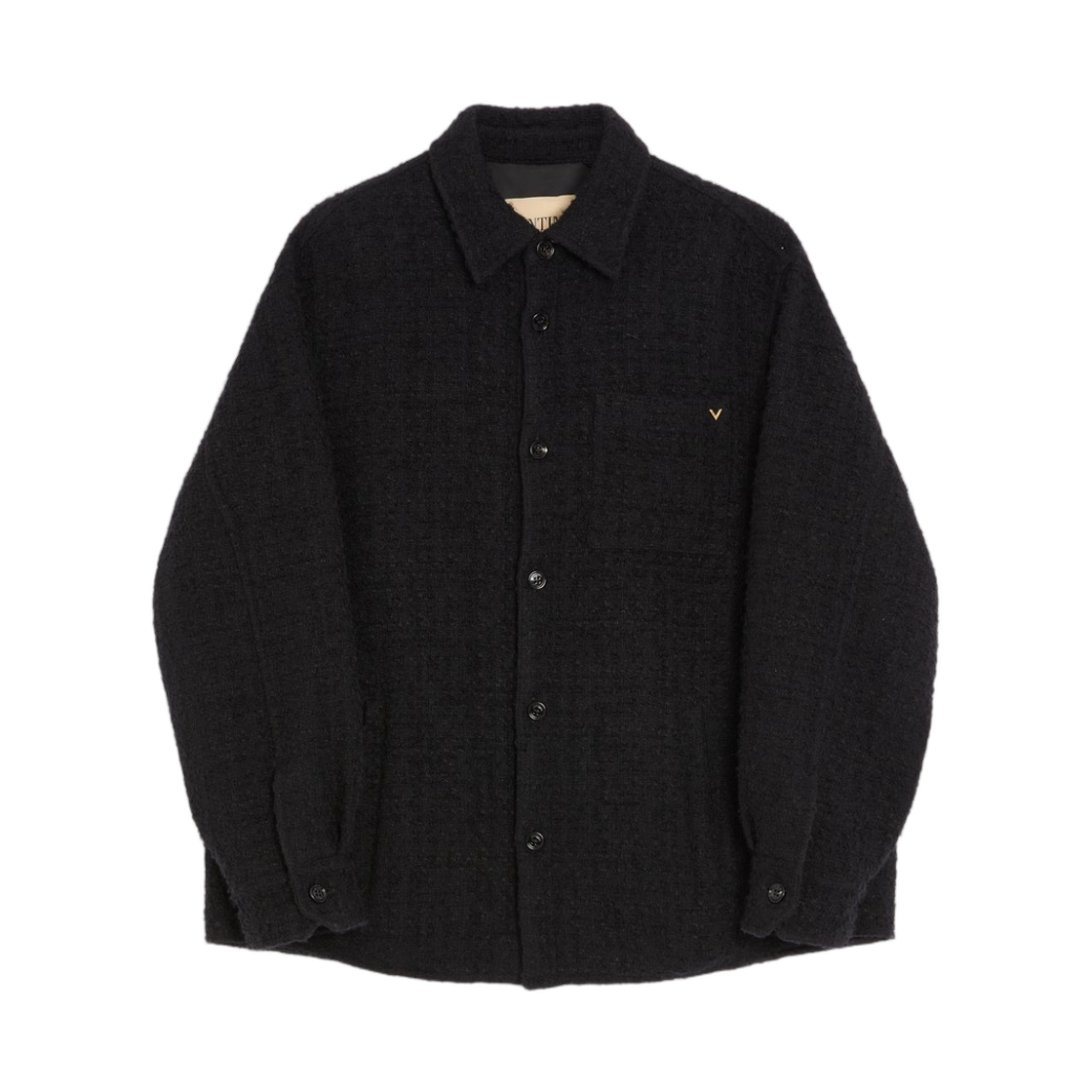 VCIO01BL10NO Valentino Cotton Tweed Shirt Jacket with Vgold Black