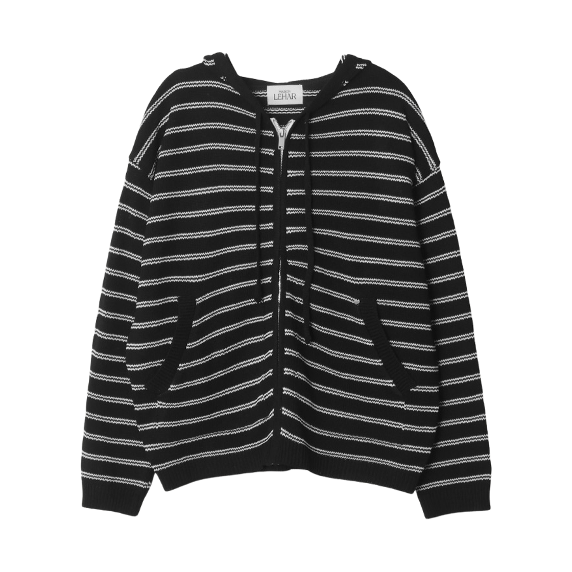 메종르하르 밀크 스트라이프 후드 집업 니트 가디건 2color(maisonlehar Milk Stripe Hood Zip-up Knit Cardigan 2color) - 2