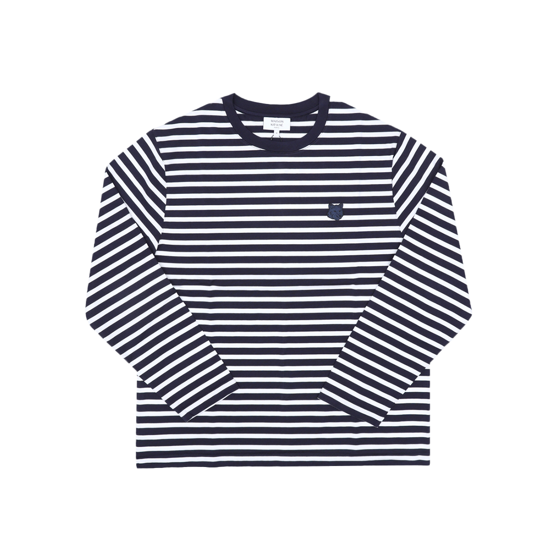 PM00122KJ0044 B481 [20% 쿠폰] Maison Kitsune Fox Head Long Sleeve T-Shirt Navy White