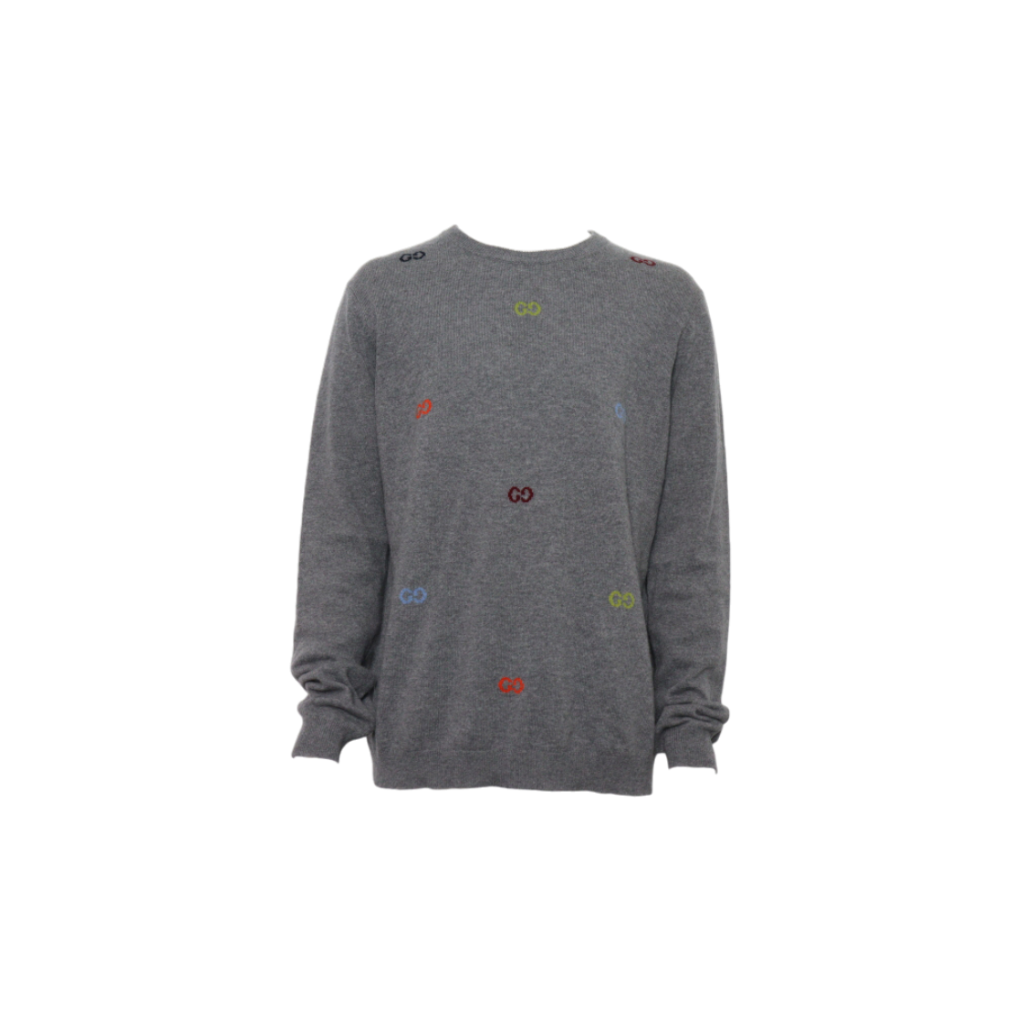 ITGK7QJ97WBH Gucci Logo Intarsia Men Knit Gray