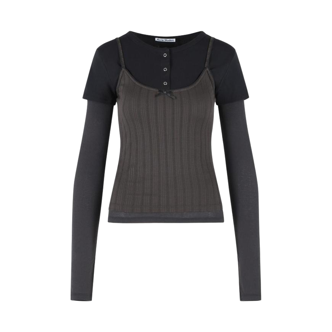 AL0556-900 (W) Acne Studios Layered Jersey Shirt With Bow Black
