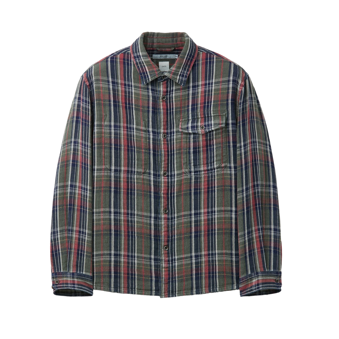 시리즈 스웻우 워싱 체크 셔츠 오버핏 카키(Series Sweat-Washed Check Shirt Oversized Fit Khaki) - 1