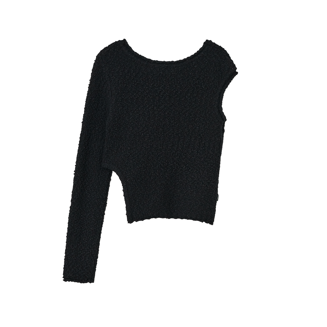 시메트릭 퍼센트 언발란스 부클 니트 탑 블랙(symmetric percent Unbalanced Boucle Knit Top Black) - 2