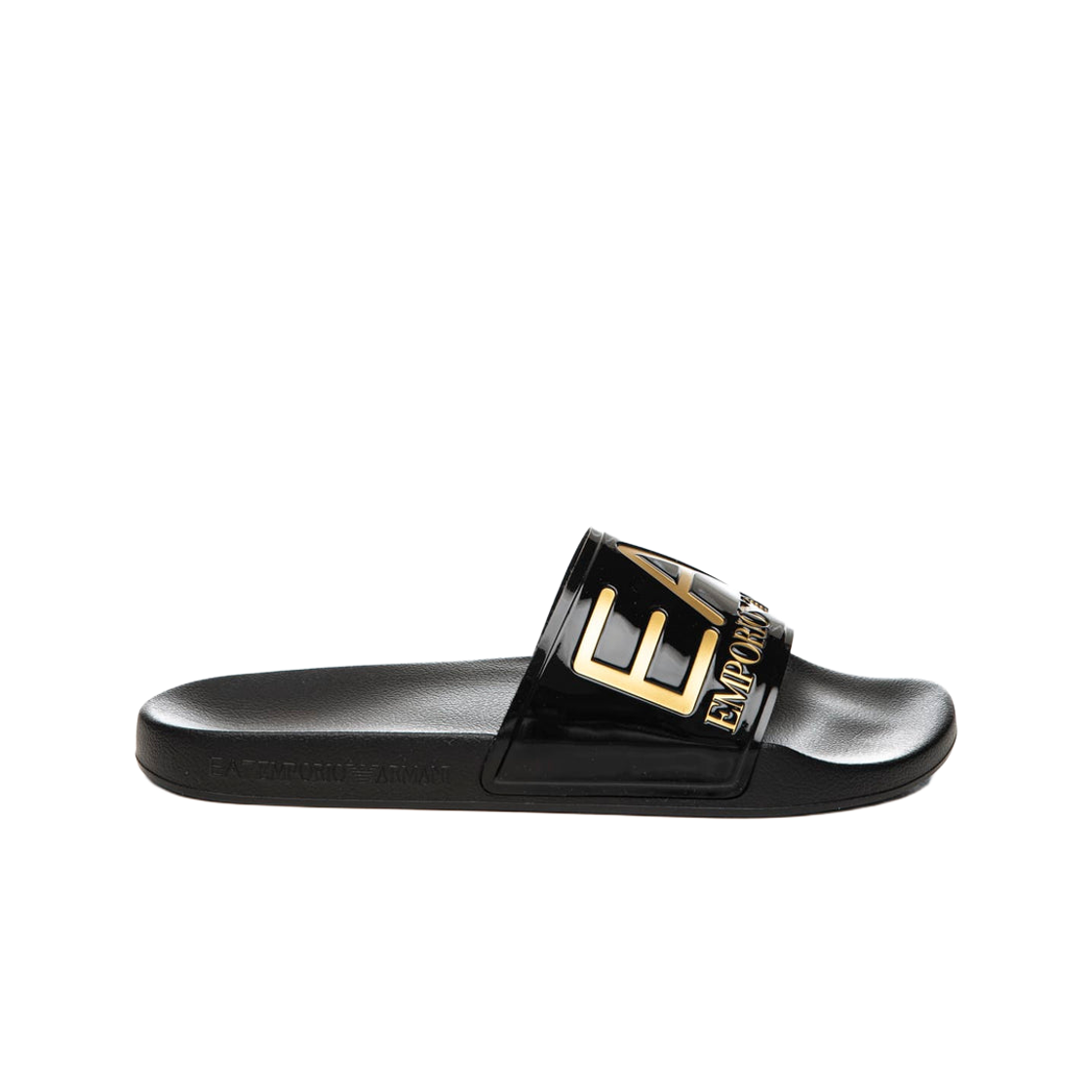 7X000108AF15118PC001 Emporio Armani EA7 Rubber Slides with Logo Print Black