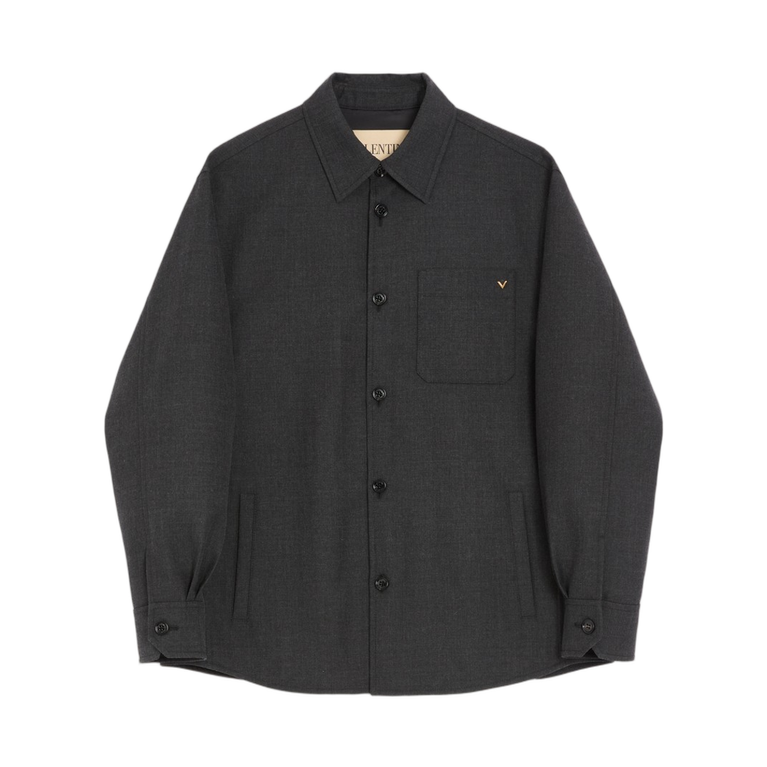 VCIO01AWAZ2G Valentino Shirt Jacket in Nylon Gabardine with Vgold Dark Grey
