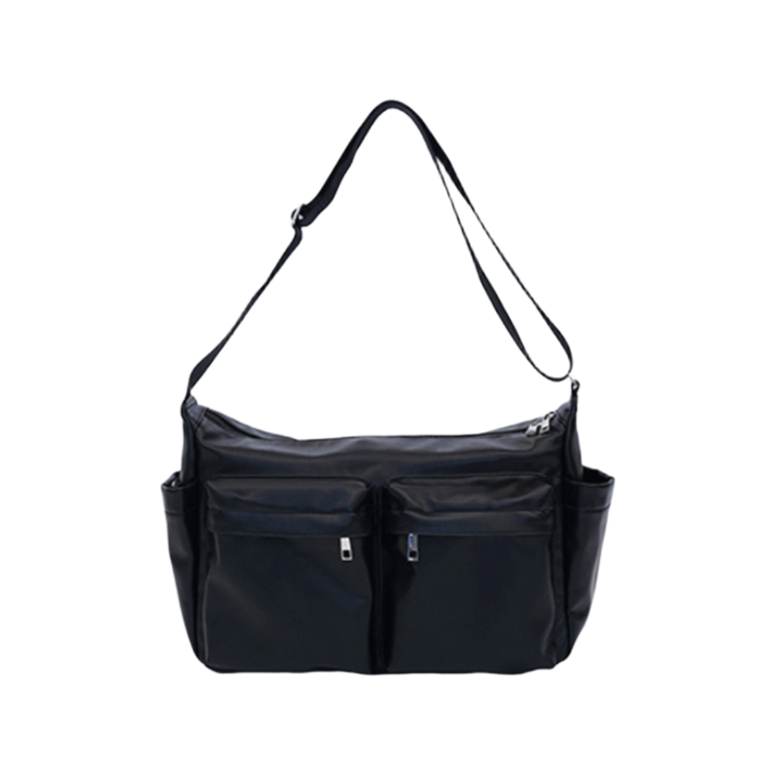 컨셉타이드 미니멀 레더 듀얼 포켓 숄더 백 블랙(Conceptide Minimal Leather Dual-Pocket Shoulder Bag Black)